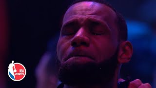 LeBron James emotional during National Anthem performed by Boyz II Men  Remembering Kobe [upl. by Joab]