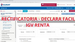 RECTIFICATORIA  DECLARA FACIL IGV RENTA ACTUALIZADO [upl. by Spoor]