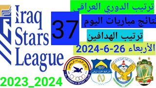 ترتيب الدوري العراقي نجوم العراق وترتيب الهدافين ونتائج مباريات اليوم الخميس 472024 الجولة 37 [upl. by Frydman]