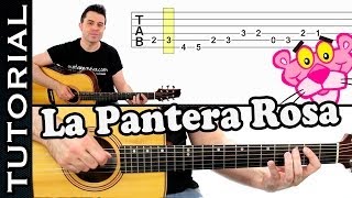 como tocar LA PANTERA ROSA en guitarra FACIL Principiantes y novatos acústica o criolla tutorial [upl. by Norrej]