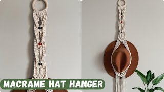 🤠DIY MACRAME HAT HANGER WITH BEADS TUTORIAL FOR BEGINNERS  Makramowy wieszak na kapelusze [upl. by Sukramed]