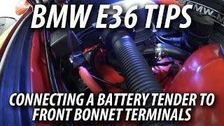 BMW E36 Tips  Connecting a Battery Tender Under the Hood [upl. by Relyk]