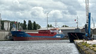 Fluvius Plym amp Vertom ISA in Sharpness dock Storm brewing freight ship [upl. by Arak]