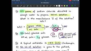 Solution Concentrations MassVolume mv Percent [upl. by Byrom]