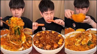 xiaowuasmr SPICY CHINESE FOOD BOIL CHEESE SAUSAGE BRAISED BEEF RICEBIBIMBAP  EATING MUKBANG [upl. by Talanta]