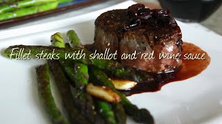 Fillet steaks with shallot and red wine sauce  Video recipe [upl. by Vachell]