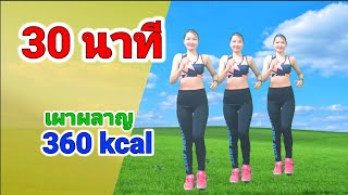 30 นาที ออกกำลังกายสลายไขมัน เผาผลาญ 360 kcal ท่าง่าย เห็นผลไว  Cardio Aerobic Dance By Joy Derka [upl. by Ynohtnaed]