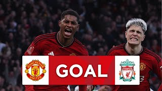 GOAL  Marcus Rashford  Manchester United 33 Liverpool  Quarterfinal  Emirates FA Cup 202324 [upl. by Bopp]