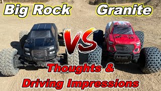 Arrma Big Rock Crew Cab vs Granite 4x4 3S BLX impressions and thoughts [upl. by Ntsyrk]