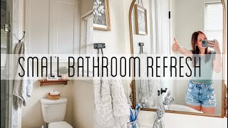 SMALL BATHROOM REFRESH  BUDGET FRIENDLY DIY 2024 [upl. by Angelita]