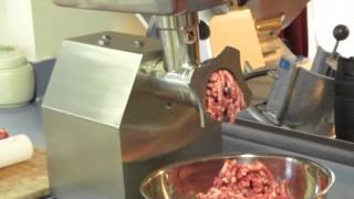 Grinding meat with 22 Commercial Electric Meat Grinder Arksen Mtn gearsmith [upl. by Viridi]