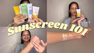 Sunscreen 101  Sunscreen Guide for combinationoily acne prone skin✨ [upl. by Colis]