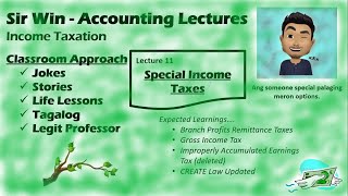 Lecture 11 Gross Income Tax Branch Profit Remittance Taxation for Corporation Income Taxation [upl. by Michelsen827]