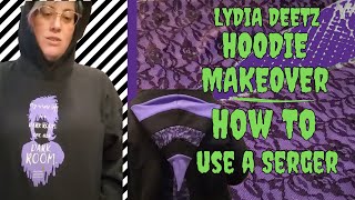 Altered Couture Lydia Deetz Hoodie Make Over and Using a Serger [upl. by Gaal]