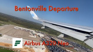 Sunny Bentonville Takeoff  Frontier  Airbus A320251N  XNA  FFT4343  22C [upl. by Xet390]