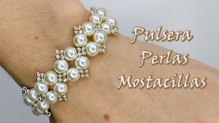 PULSERA DE PERLAS Y MOSTACILLAS Curso de bisutería con perlas [upl. by Shirleen]