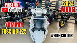 2024 Yamaha Fascino 125 White Colour Full Detailed Review🔥Price amp Features 😍New Updates amp Price [upl. by Ddet]