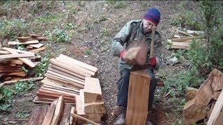 Splitting Shakes from Western Red Cedar Blocks by Hand [upl. by Arline594]