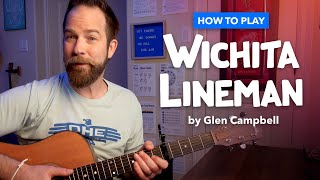 Wichita Lineman — Simplified Guitar Lesson with Key of C chords Capo 5 Glen Campbell  Jimmy Webb [upl. by Crockett]