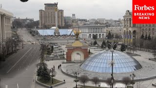 Ukraine National Anthem Plays In Kyiv On Loudspeakers [upl. by Brett]