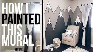 How to paint mountains on bedroom wall nursery diy [upl. by Carthy119]