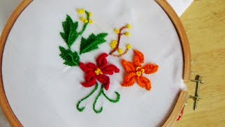 Hand Embroidery Flower For Pillow Case Stitch [upl. by Attevaj]