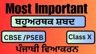 Class 10  Bahu Arthak shabad in Punjabi  CBSE  PSEB Punjabi Vyakaran  Complete Punjabi grammar [upl. by Mencher155]