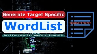 Hindi How to generate target based Wordlists  Password List in Kali Linux [upl. by Leasi]