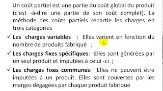 Comptabilité Analytique S3 partie 22 quot le coût partiel EP1 quot [upl. by Henebry991]