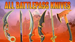 All Battlepass Knife Skins  Animations  Valorant Knife Skins [upl. by Ellecrag701]