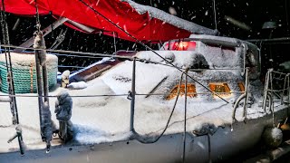 Deep Winter Living on a Sailboat  SNOW STORM [upl. by Konopka]