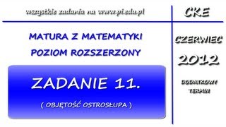 Zadanie 11 Matura czerwiec 2012 PR Stereometria [upl. by Rush]