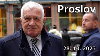 Proslov Václava Klause 28 října 2023 [upl. by Seyah]