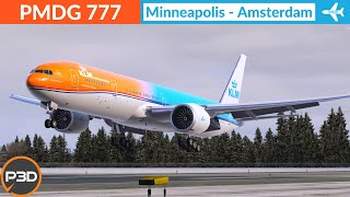 P3D v53 PMDG 777300ER KLM  Minneapolis to Amsterdam  VATSIM Full flight [upl. by Ennaxxor707]