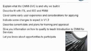 SEI Webinar Series CMMI for Services CMMISVC  An Overview [upl. by Leorsiy]