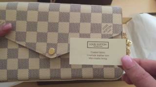 LV Pochette Felicie Damier Azur RevealOverview [upl. by Asyral]