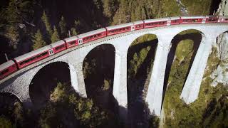 Drone footage of the Landwasser Viaduct Graubünden Switzerland [upl. by Cate306]