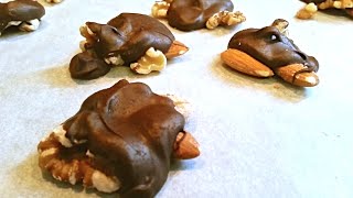 HEALTHY DESSERT RECIPE  CHOCOLATE COVERED ALMONDS AND WALNUTS [upl. by Athalie364]