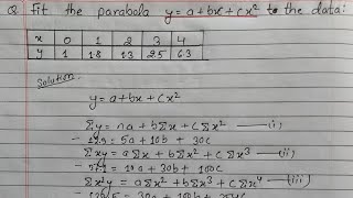 Curve fitting method by the method of Least square  Curve Fitting parabola [upl. by Ancel]