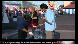 TV reporter knocks over ice sculpture [upl. by Elletsirhc]