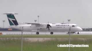 Westjet Encore Q400 INAUGURAL Takeoff from Calgary Airport [upl. by Etteluap888]