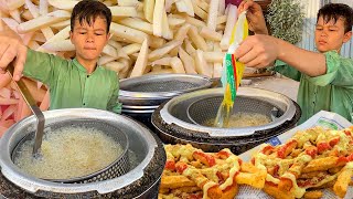 10 Years Old KID Selling FRENCH FRIES 🍟 Hardworking Afghani Boy Making KFC McDonalds Style Fries [upl. by Ax421]