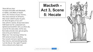 Macbeth Act 3 Scene 5  Hecate  brief explanationanalysis [upl. by Anyg758]