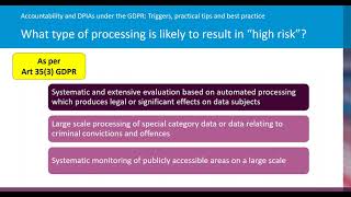 Accountability under the GDPR DPIA triggers practical tips and best practice [upl. by Waring194]