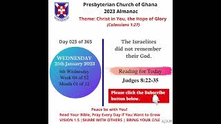 Presby  Presbyterian Church of Ghana  PCG Almanac Bible Reading 25012023 Akua Mayve [upl. by Lesli]