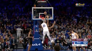 Joel Embiid Baptizes Jarrett Allen On Wild Dunk 😱 [upl. by Aydiv]