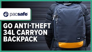 Pacsafe GO AntiTheft 34L Carryon Backpack Review 2 Weeks of Use [upl. by Lenneuq]