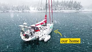 Riding Out a Snowstorm in our Cozy Sailboat in Alaska [upl. by Santoro]