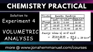 Chemistry Practical Solution for Experiment 4  VOLUMETRIC ANALYSIS jonahemmanuel [upl. by Yolane]