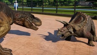 Jurassic World Evolution  Torosaurus amp TRex Breakout amp Fight 1080p 60FPS [upl. by Allimaj]